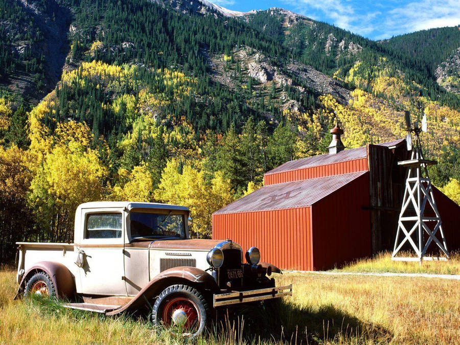 Old Ford Truck At The Farm Wallpaper