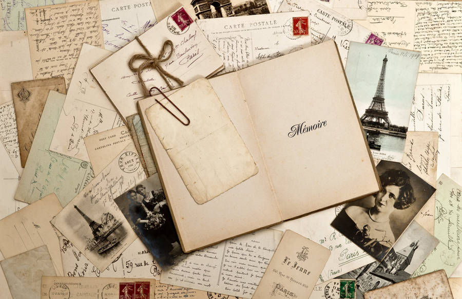 Old Letters Postcards Aesthetic Book Desktop Wallpaper