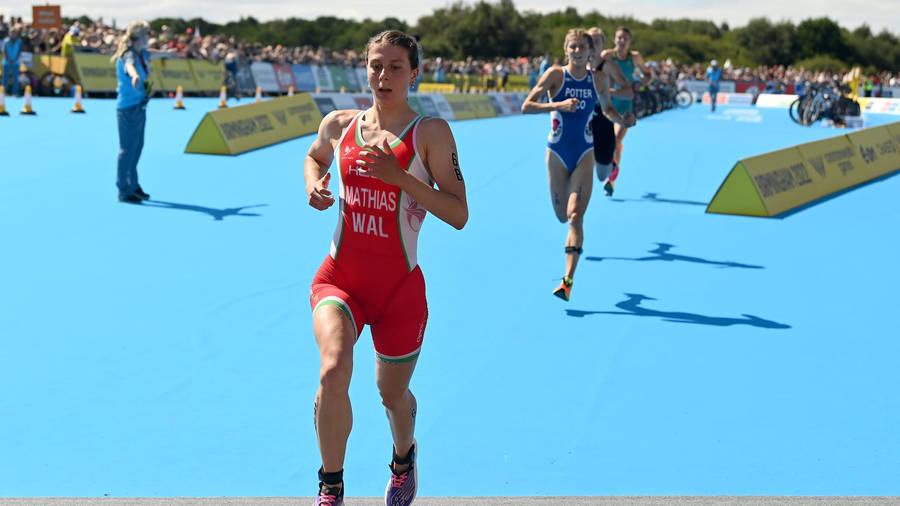 Olivia Mathias: A Triumphant Welsh Triathlon Athlete Wallpaper