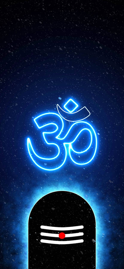 Om Symbol Blue Neon Wallpaper