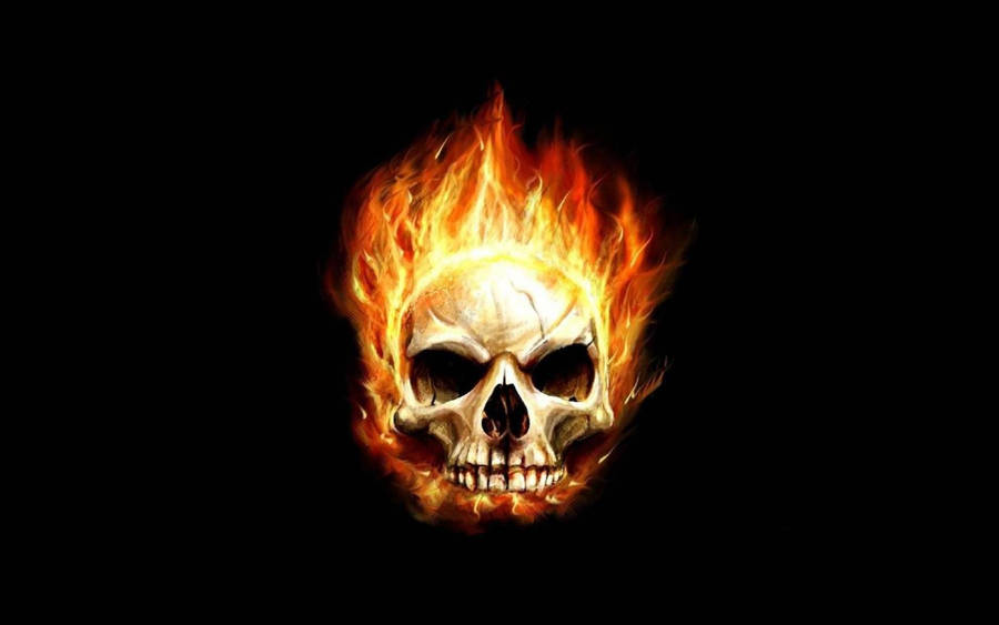 On Fire Human Skull Wallpaper