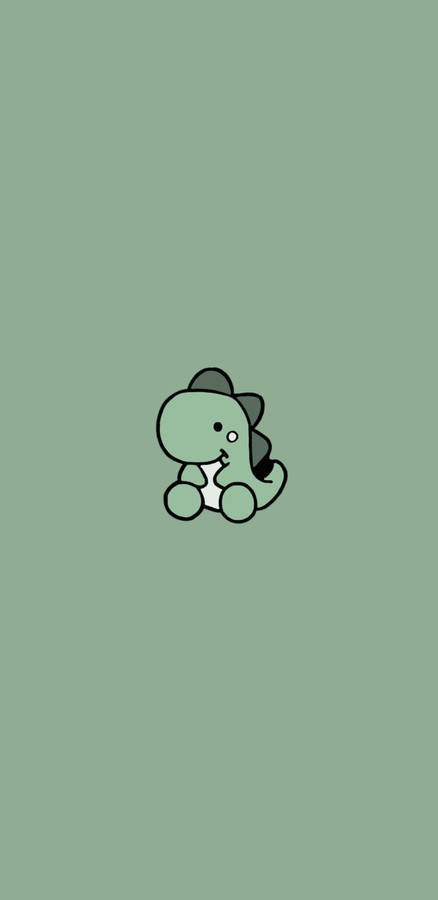 One Green Dino Kawaii Iphone Wallpaper