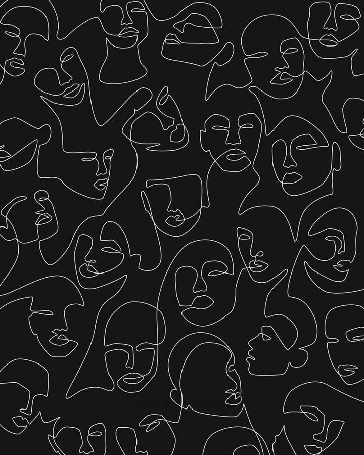 One Line Drawing Many Faces Wallpaper