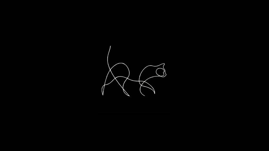 One Line Drawing Of A Cat Wallpaper