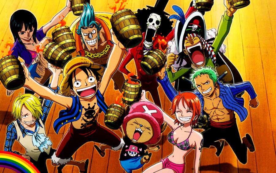 One Piece 4k Wooden Barrel Mugs Wallpaper