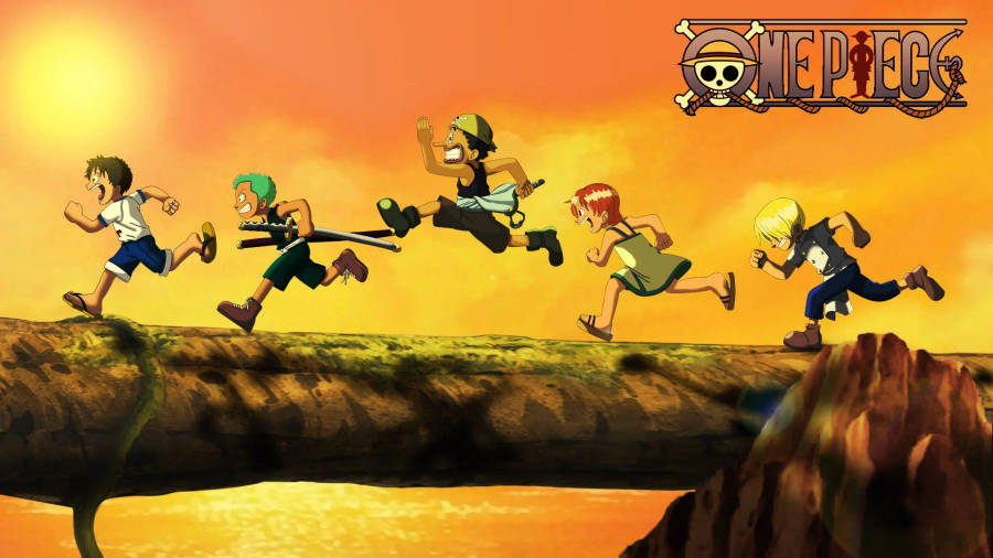 One Piece Desktop Kids Running Wallpaper