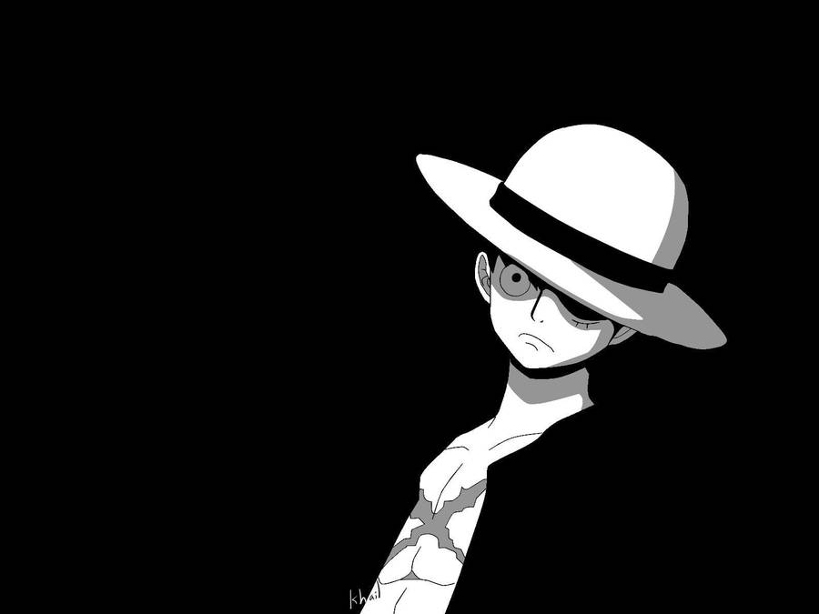 One Piece Straw Hat Luffy Black And White Pfp Wallpaper