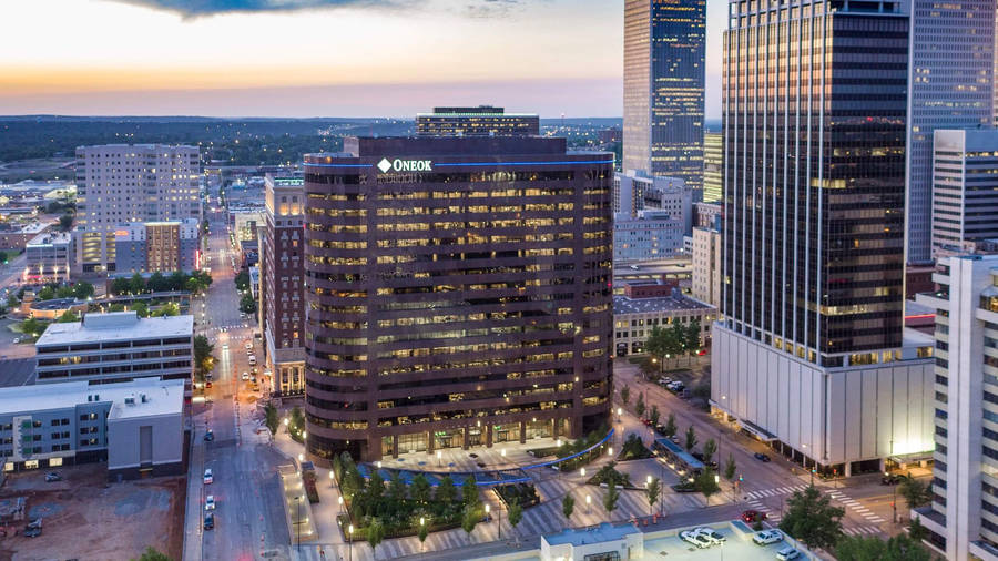 Oneok Plaza Tulsa Oklahoma Aerial Shot Wallpaper