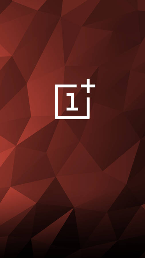 Oneplus Logo On Polygonal Brown Wallpaper