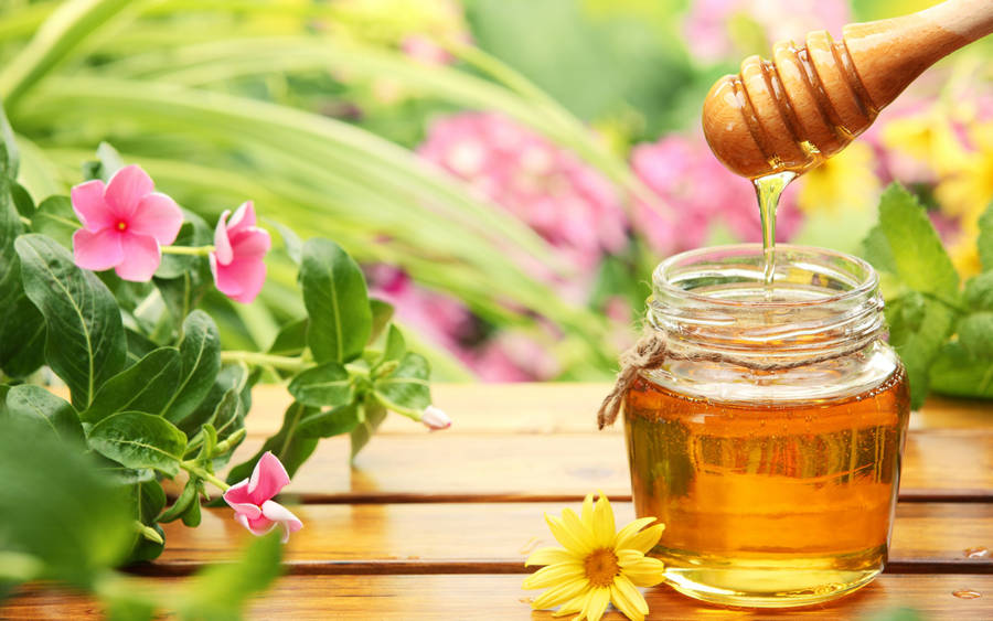 Open Honey Jar With Dipper Wallpaper