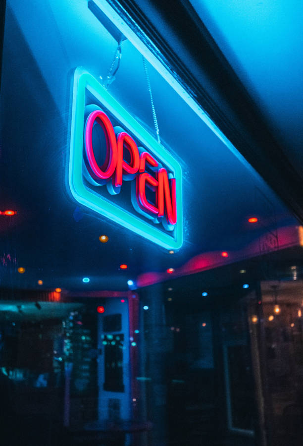 Open Neon Blue Iphone Wallpaper