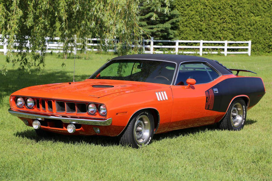 Orange 1970 Hemi Plymouth Barracuda Wallpaper