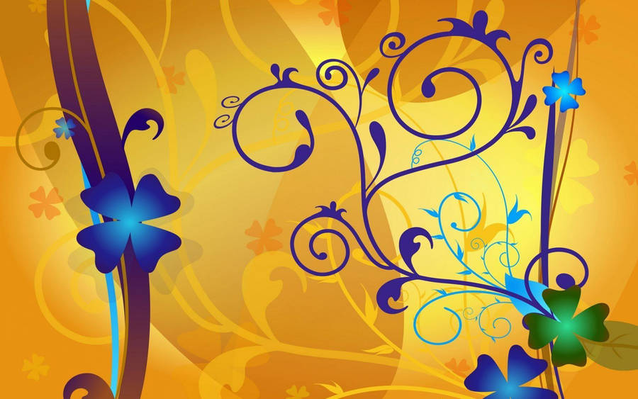 Orange And Blue Flower Clipart Wallpaper