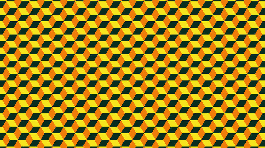 Orange And Yellow Geometric Cube Pattern Wallpaper