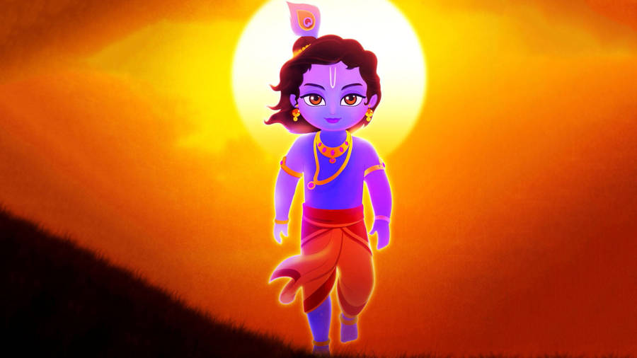 Orange Baby Krishna 4k Wallpaper