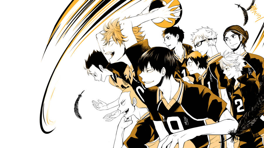 Orange Black White Haikyuu Desktop Wallpaper