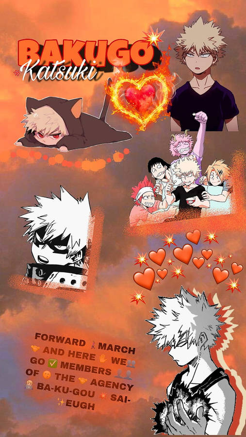 Orange Hearts Aesthetic My Hero Academia Katsuki Bakugo Wallpaper