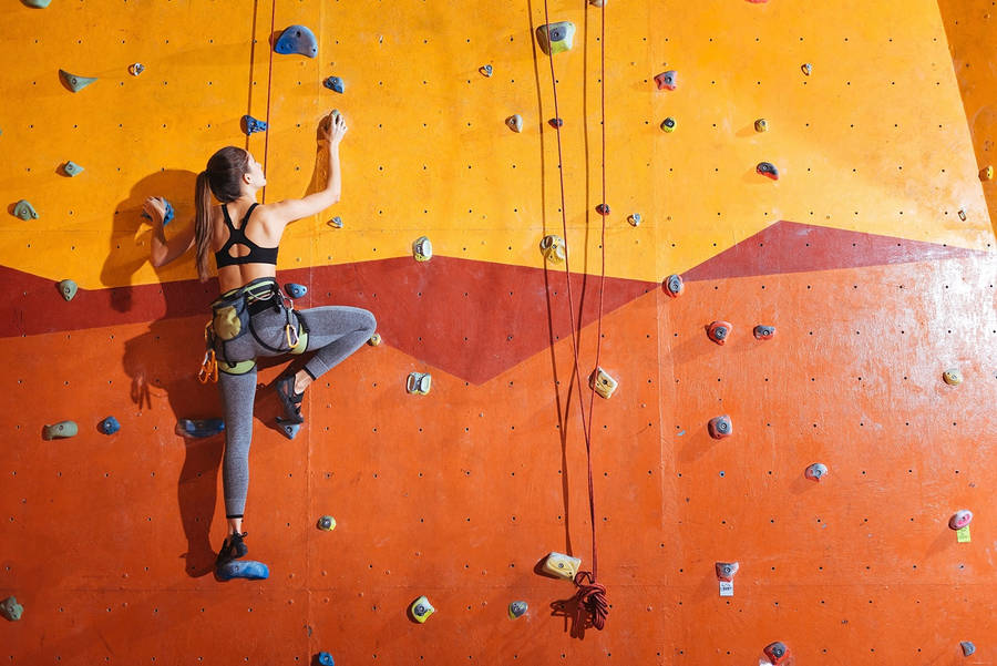 Orange Indoor Sport Climbing Venue Wallpaper