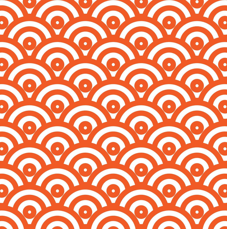 Orange Japanese Waves Wallpaper