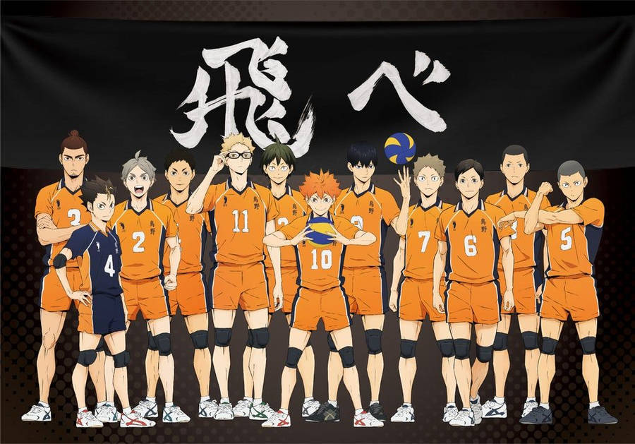 Orange Karasuno Boys Haikyuu Desktop Wallpaper