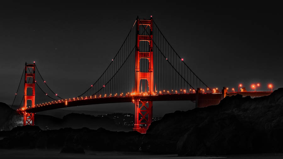 Orange Lights Illuminating Golden Gate Bridge Wallpaper