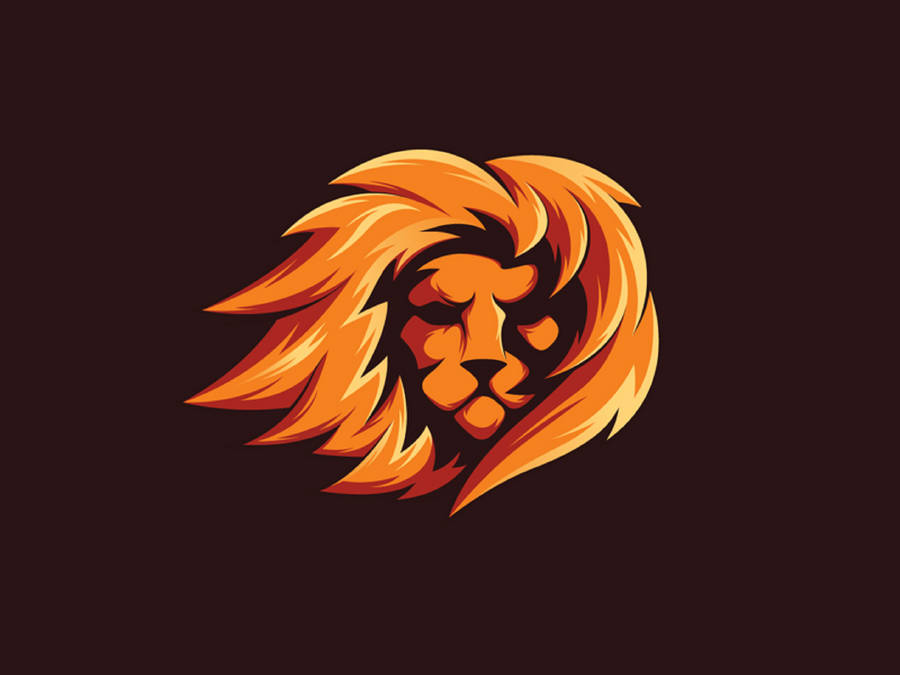 Orange Lion Head In Black Wallpaper