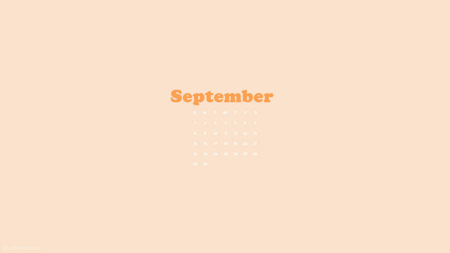 Orange Minimalist September Calendar Wallpaper
