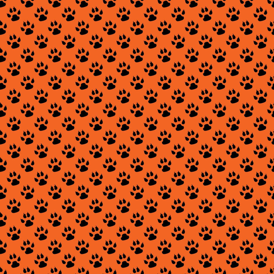 Orange Paw Print Patterns Wallpaper