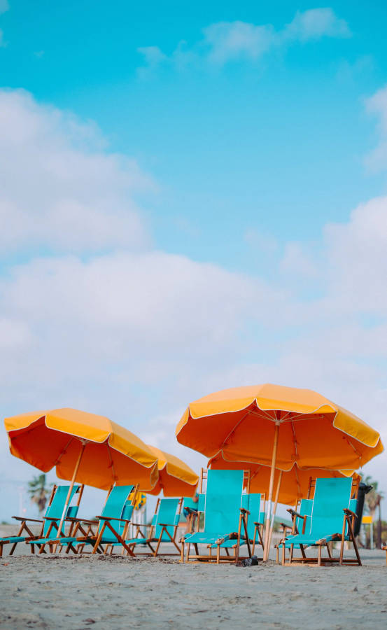 Orange Umbrellas Summer Iphone Wallpaper