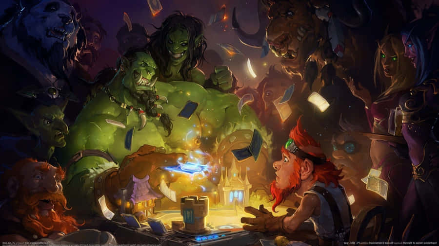 Orc Playing The Card Game Hearthstone Desktop Wallpaper