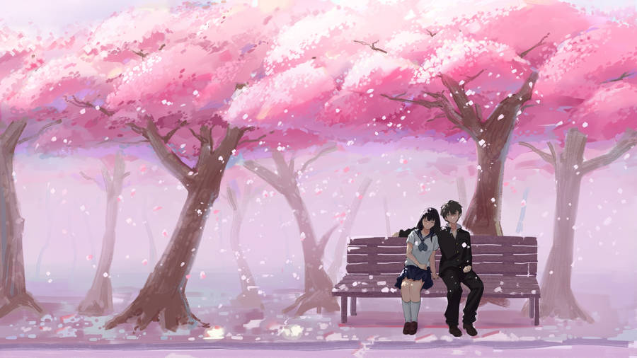 Oreki Houtarou And Eru Chitanda Park Wallpaper