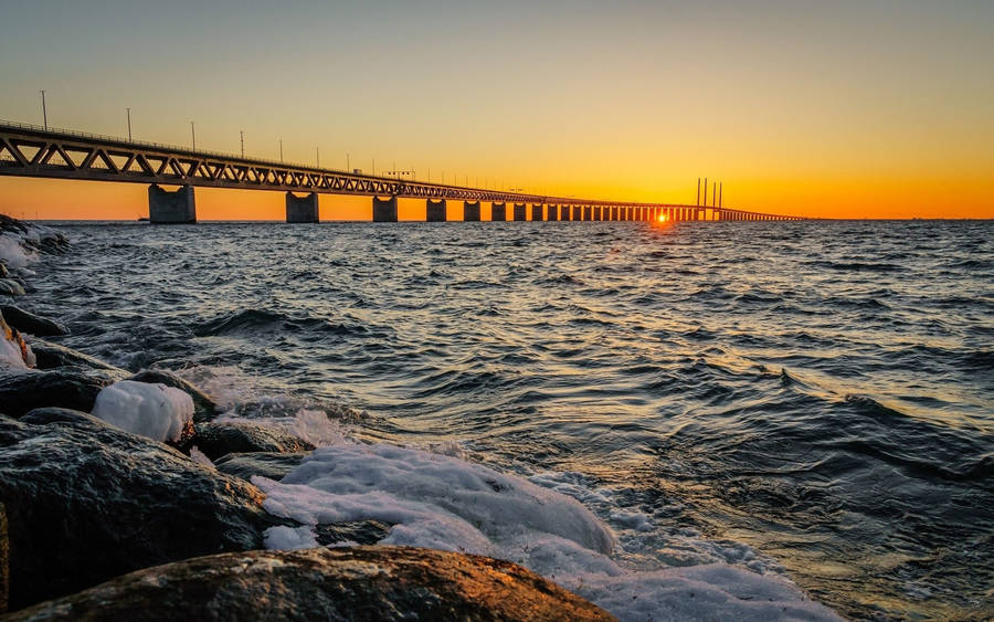 Oresund Bridge Clear Sky Wallpaper