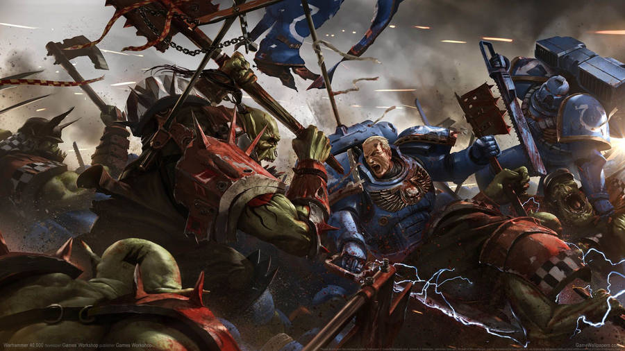 Orks Vs Space Marines Warhammer 40k Wallpaper