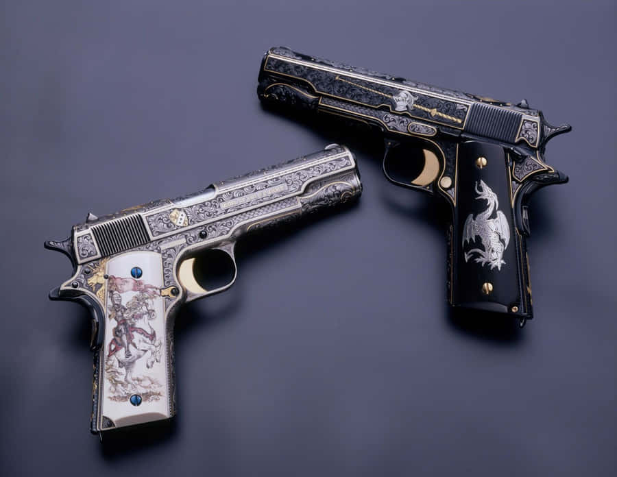 Ornate Engraved Pistols Wallpaper