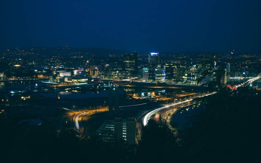 Oslo Night Cityscape View Wallpaper