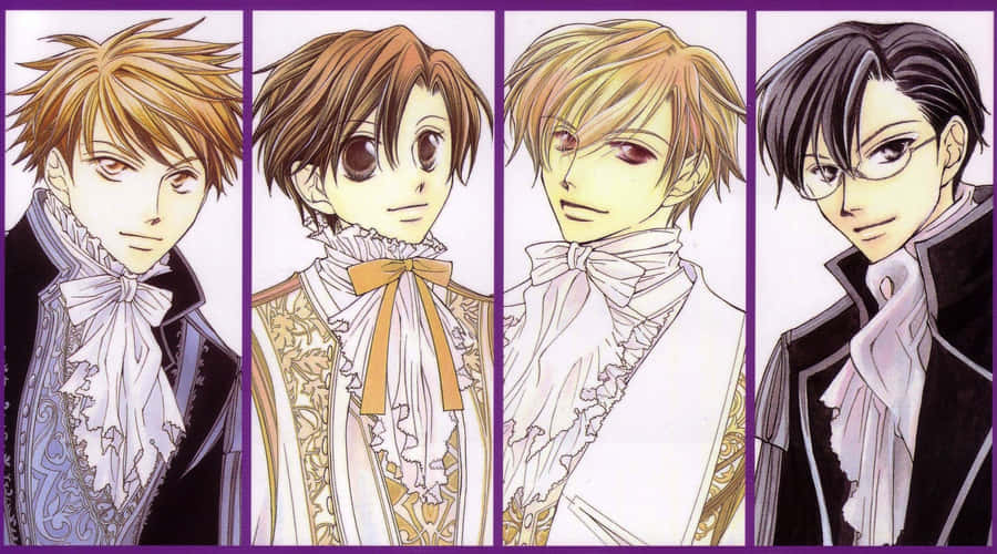 Ouran High School Host Club Members Gathered Together In Front Of A Window Wallpaper