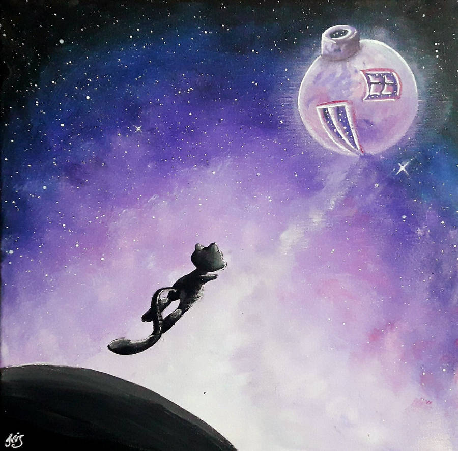 Outer Space Mew Drawing Wallpaper
