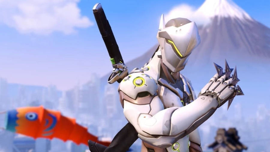 Overwatch Genji White Yellow Skin Wallpaper