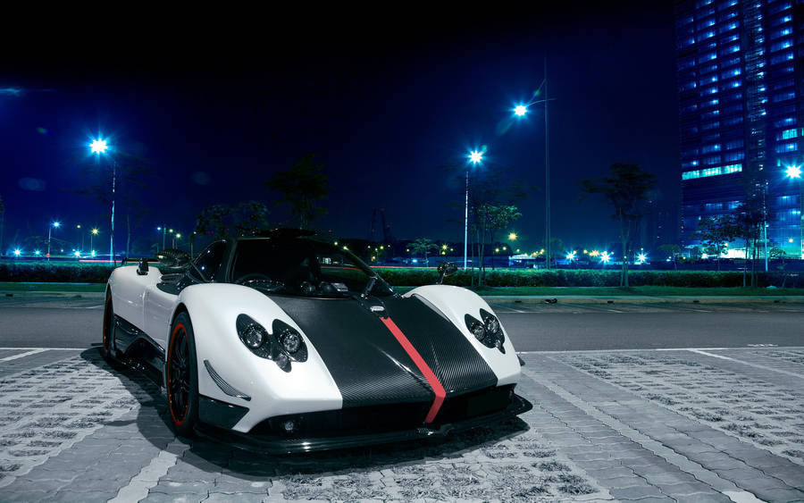 Pagani Zonda Blue Night Lights Wallpaper