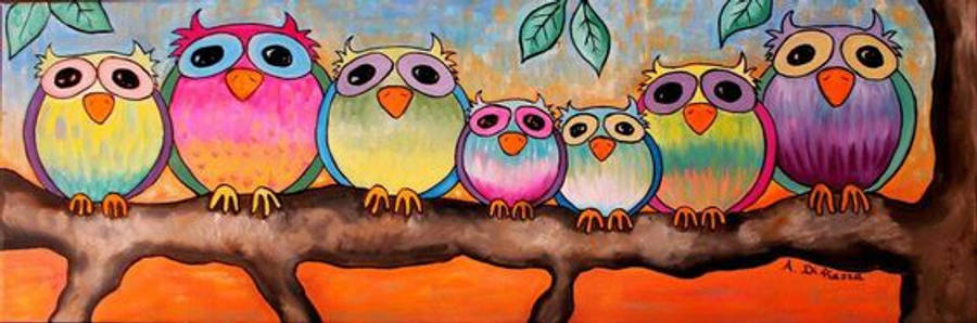 Painted Owls Facebook Cover Wallpaper