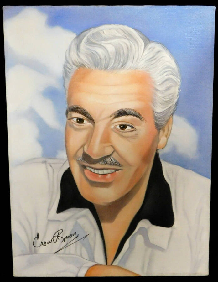 Painted Portrait Clouds Cesar Romero Wallpaper