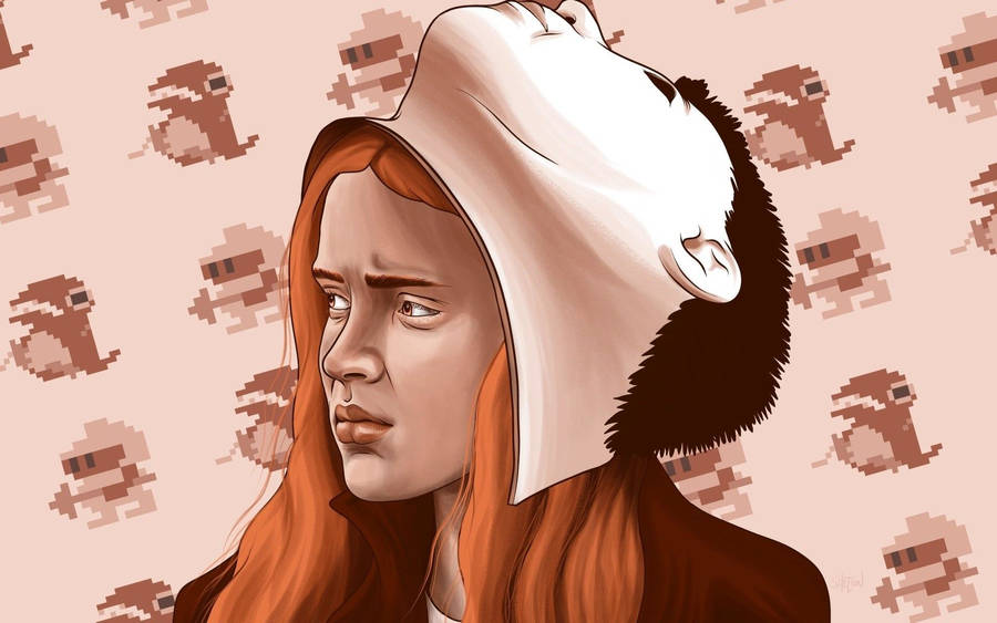 Painted Portrait Of Sadie Sink Wallpaper