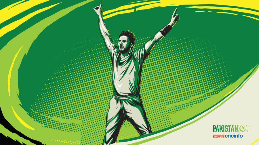 Pakistan Cricket Afridi Halftone Design Wallpaper