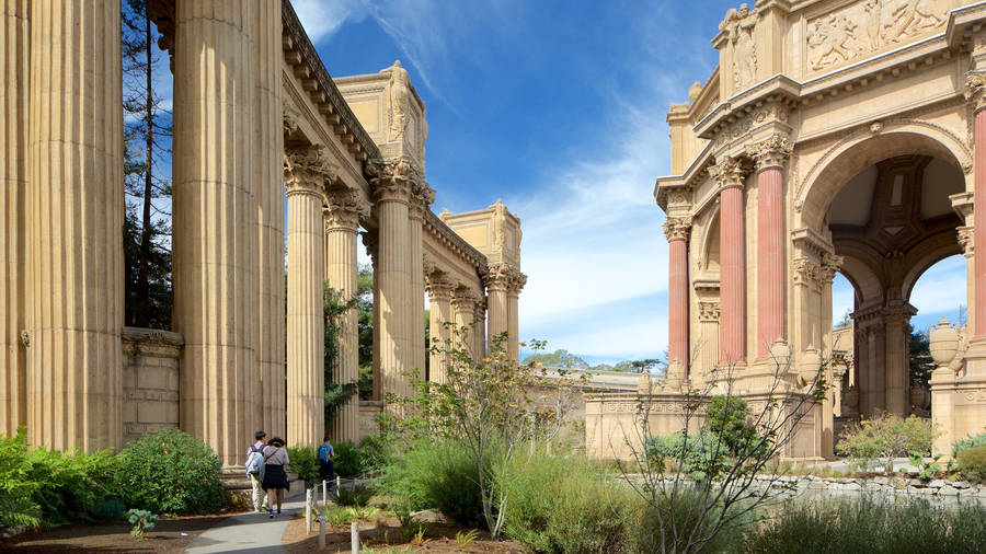 Palace Of Fine Arts People Standing Wallpaper