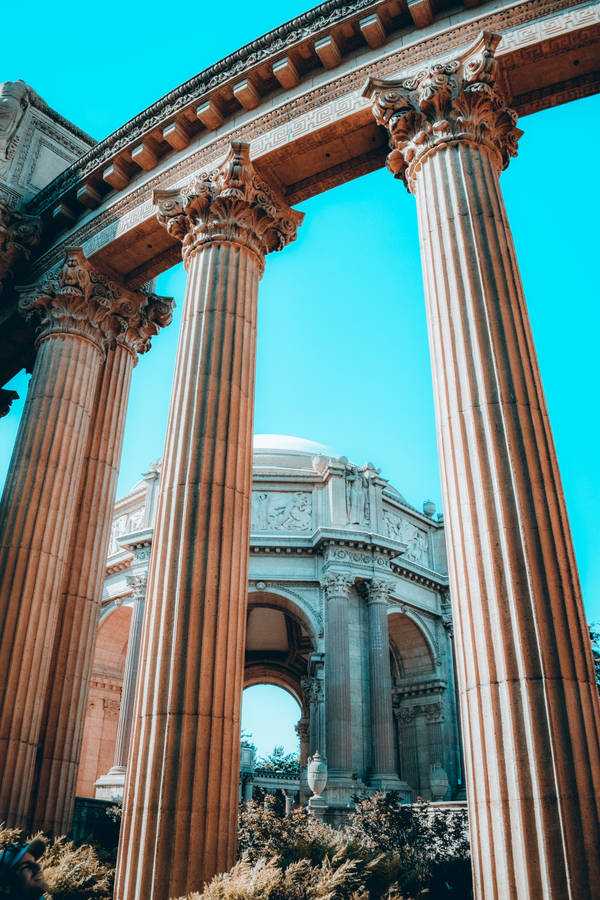 Palace Of Fine Arts Pillars Under Sky Wallpaper