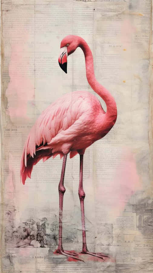 Pale Pink Flamingo Artwork Wallpaper