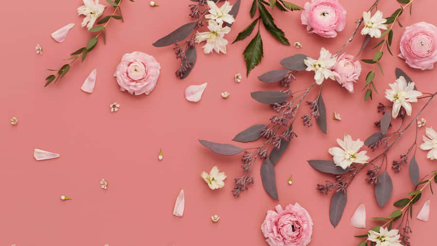 Pale Pink Floral Arrangement Backdrop Wallpaper