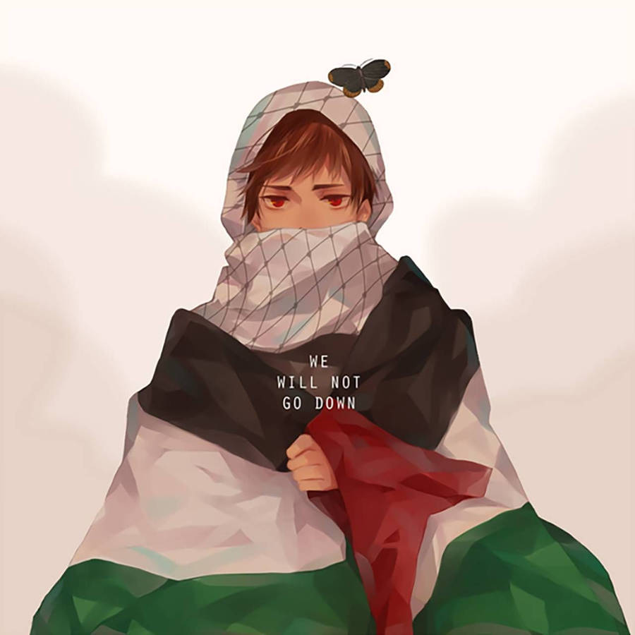 Palestinian Woman Proudly Draped In National Flag Wallpaper