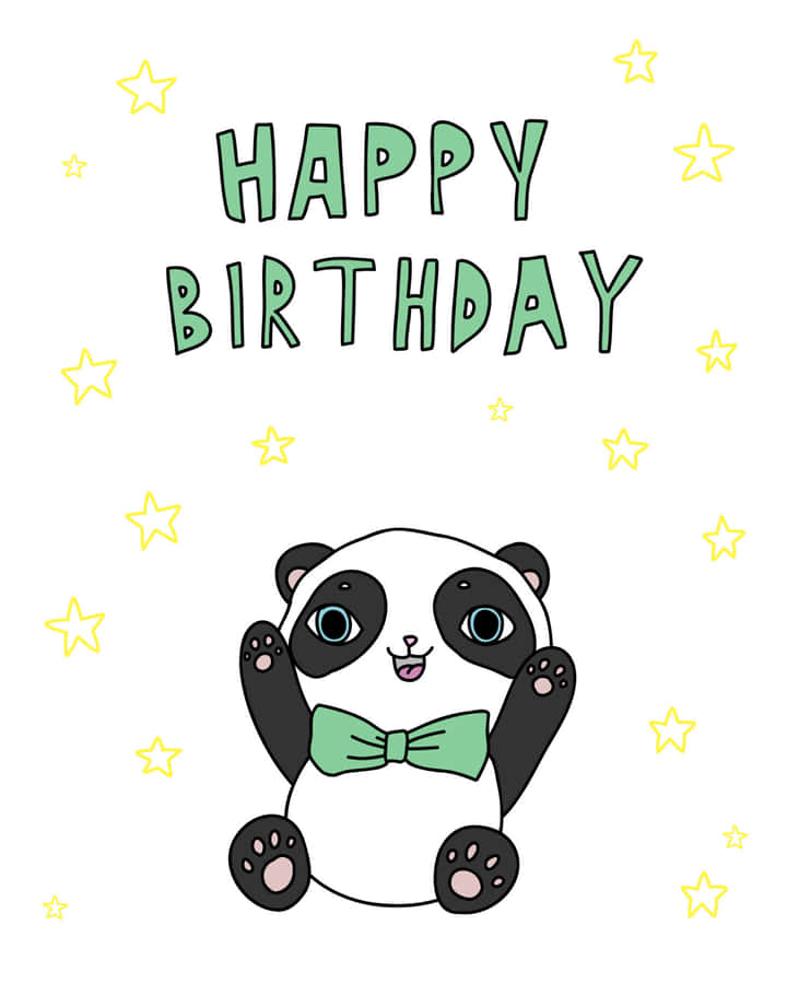 Panda Happy Birthday Greeting Wallpaper