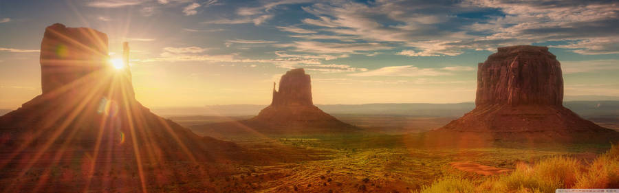 Panorama Sunrise At Monument Valley Wallpaper